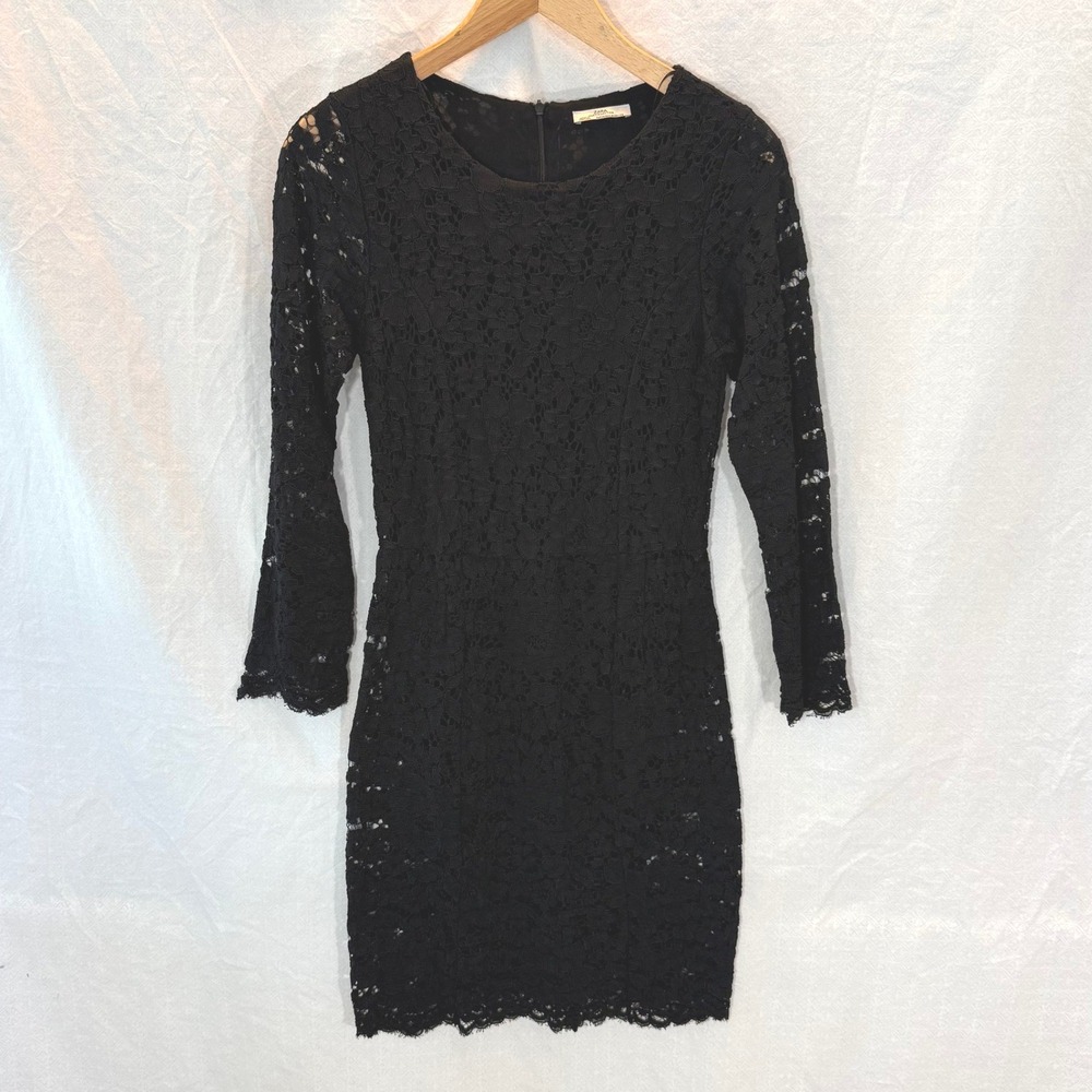 Zara Black Lace Sheath Bodycon Mini Dress M EUC Whimsigoth Dark Romance Vamp